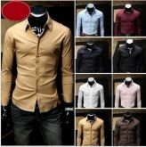 Luxo homens esguio  elegante Camisas camisas casuais 8 color