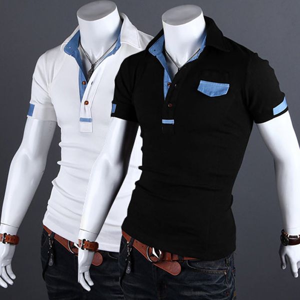 Moda Mens Casual Slim Fit Polo Camisetas Camisetas