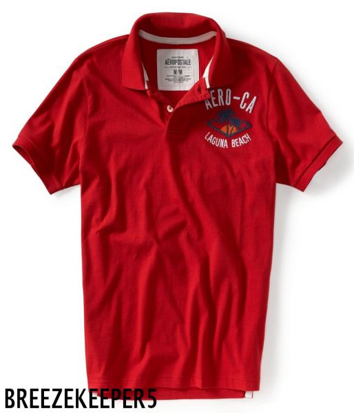 Aeropostale A87 SLIM LAGUNA BEACH Polo Homens RED