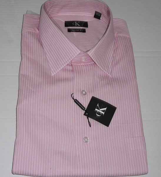 Calvin Klein Mens camisa cor de rosa Grande 16 X 36/37 manga