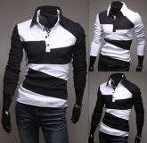 Sexy Homem Casual Slim Fit camisas polo de manga comprida