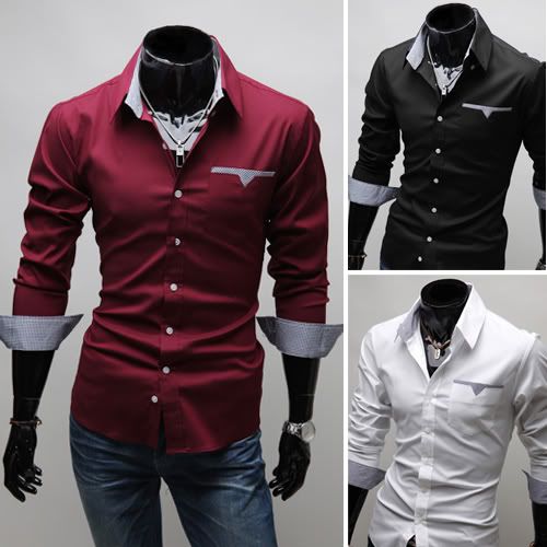 Camisa social  Novo Luxo Homem Casual Slim Fit Elegant