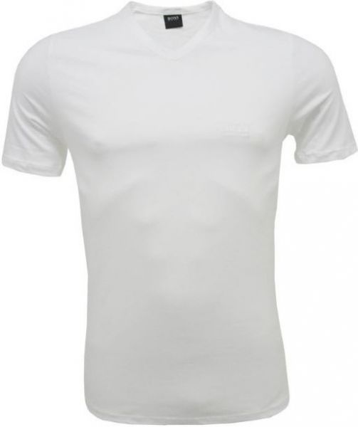 NOVO Hugo Boss Moda Casual Mans Pescoço V White