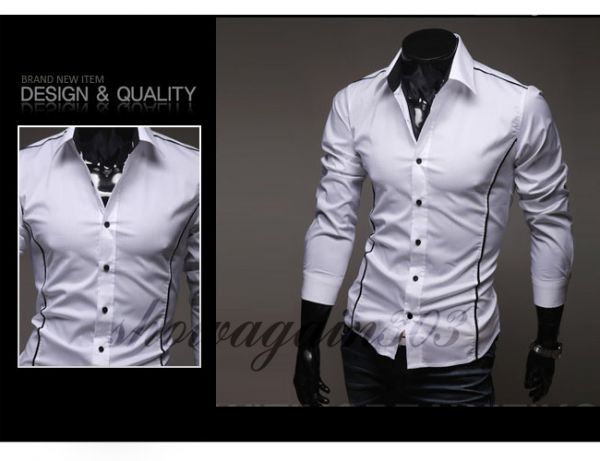 Novo Luxo Homem Casual Slim Fit Elegante Camisas 3 cores